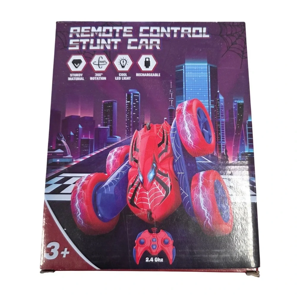 Remote Control Stunt Car 360 Rotation LED‎ Light Rechargeable Red Blue WJ12881